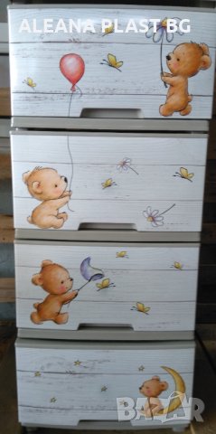 Детски шкаф с четири чекмеджета и  декор, снимка 4 - Мебели за детската стая - 31052351