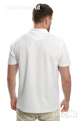 Нов мъжки комплект (сет): бяла мъжка блуза (тениска) тип Lacoste + капитанска шапка, снимка 3 - Блузи - 37662579