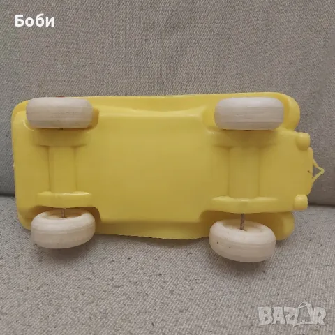 Стара Соц Българска Пластмасова Играчка Жълта Кола, снимка 7 - Колекции - 50064239