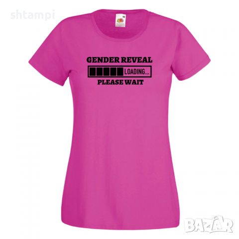 Дамска тениска Gender Reveal Loading,Loading,Please wait,батерия,Изненада,Подарък, снимка 6 - Тениски - 36420454