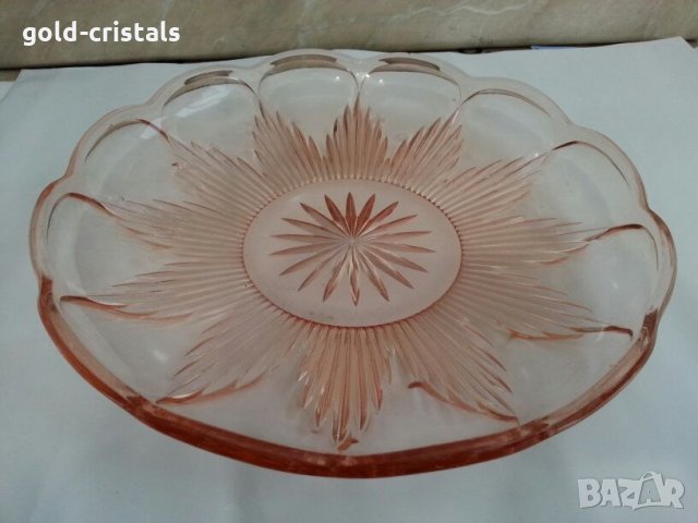 Ретро стъклена плато чиния  купа фруктиера 