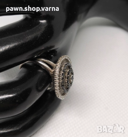 Винтидж сребърен пръстен с фианити – 925 проба, снимка 6 - Пръстени - 51634516