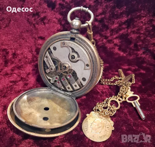 Старинен Османски джобен часовник с кюстек и ключ, снимка 9 - Антикварни и старинни предмети - 48415131