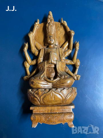 Уникална дървена фигура,дърворезба Буда, снимка 5 - Декорация за дома - 44842327