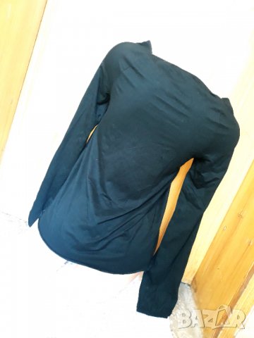 Черна блуза трико с дълъг ръкав С, снимка 3 - Блузи с дълъг ръкав и пуловери - 32976482