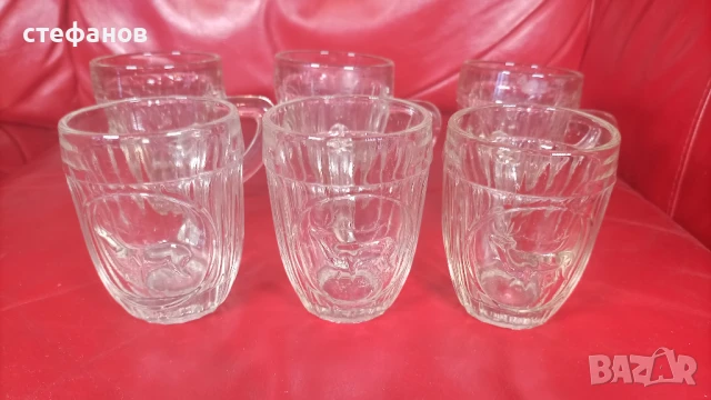 Стъклени чаши за боза от едно време с еленчето, средна боза от 4 ст