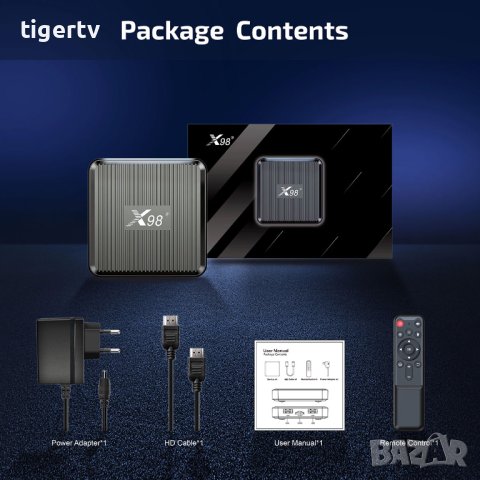 Android TV Box X98Q, Android 11, Dual WIFI, Bluetooth, AV1 Гаранция 1 г, снимка 5 - Плейъри, домашно кино, прожектори - 42170528