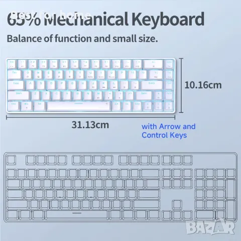Геймърска клавиатура с LED подсветка и 68 клавиша TMKB60 , снимка 2 - Клавиатури и мишки - 50108457