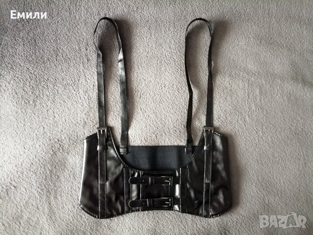 Кожен корсет-колан с презрамки и катарами р-р XS, S, M, снимка 4 - Корсети, бюстиета, топове - 43549552