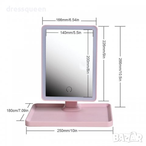 2235 преносимо огледало с LED осветление и сензорен бутон, снимка 2 - Други - 37448437