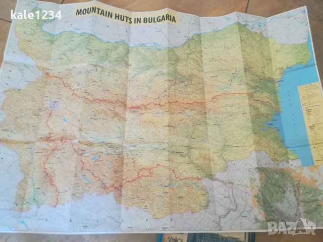 Туристическа карта. Хижите в България. Карта на България. Туризъм. 