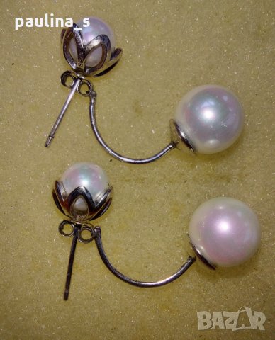 Сребърни обеци с естествени бели сладководни перли / проба s925 , снимка 7 - Обеци - 32696047