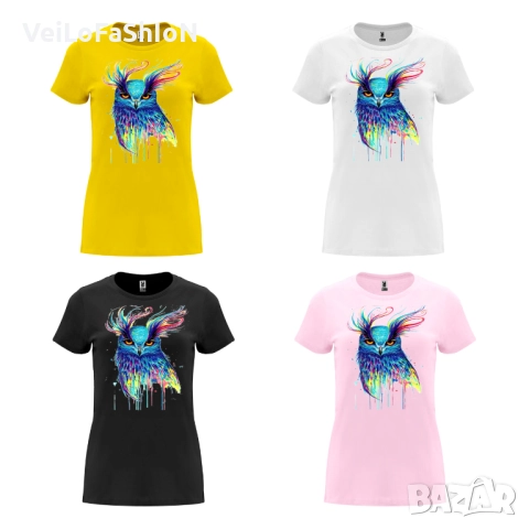 Нова дамска тениска с Бухал, четири цвята