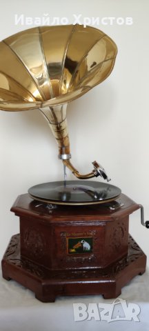 Старинен грамофон с фуния, снимка 9 - Антикварни и старинни предмети - 37956257