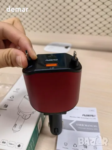 PLDHPRO Red 4 в 1 прибиращо се зарядно за кола, 80W с 82 см прибиращ се USB-C и iOS кабел, снимка 6 - Аксесоари и консумативи - 47967524