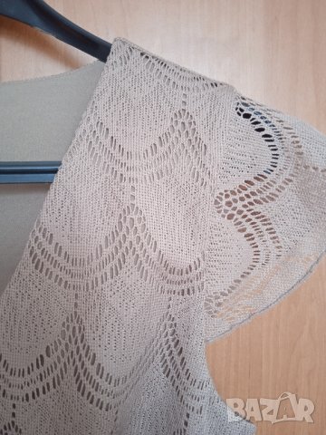 Бежова рокля с ресни, снимка 5 - Рокли - 43157904