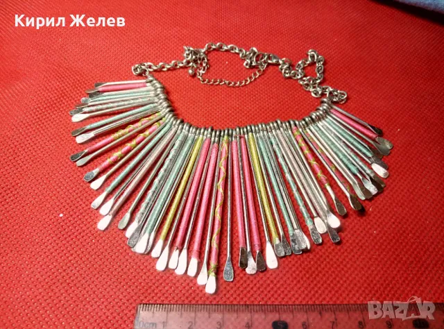 СТИЛНА ВИНТИДЖ АРТ СТИЛ СРЕБРИСТА ЦВЕТНА ОГЪРЛИЦА 47412, снимка 4 - Колиета, медальони, синджири - 47298513