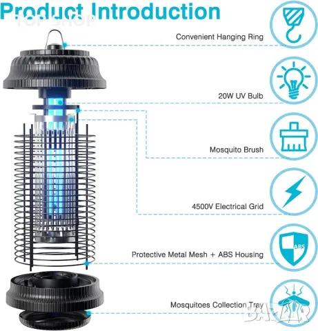 Нова Лампа за убиване на комари електрически убиец срещу насекоми, снимка 6 - Други стоки за дома - 49427431