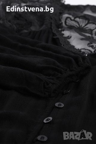 Ефектна дамска блуза в черно, снимка 8 - Блузи с дълъг ръкав и пуловери - 43259178