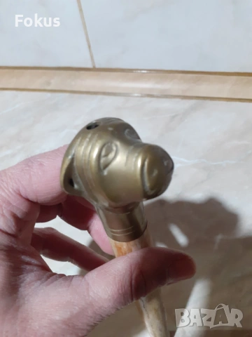 Стара дръжка за бастун или чадър бронз куче глава, снимка 5 - Антикварни и старинни предмети - 53291612