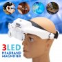 Увеличителна лупа за глава 1.5x, 2.0x, 8x, 3.5x, 9.5x, 11.5x MG81000S 3LED Helmet Magnifier