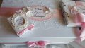 Комплект за кръщене за момиче розово и бяло, снимка 1
