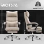 ПРОМОЦИЯ Луксозен офис стол с регулируема височина WOTSTA HH-939-BEIGE, снимка 5