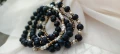 Летни гривни от мъниста бохо бяло черни синьо хендмейд ластични, снимка 3