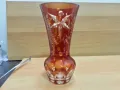 стара кристална ваза цветен червен кристал Бохемия , снимка 2