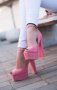 Обувки на ток - розов велур - FS1542, снимка 3