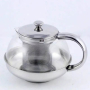 Стъклена кана за чай от неръждаема стомана с цедка за листа, снимка 1 - Сервизи - 44867847