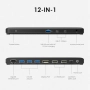 Нов USB-C 12 в 1 док станция, 8K DP, Dual 4K HDMI, Ethernet, 130W PD, снимка 2