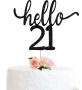 Hello 20 21 30 40 50 60 години Честит Рожден ден ЧРД сребрист брокат мек топер с клечка за торта, снимка 3