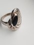 Сребърен пръстен с камък оникс, снимка 1 - Пръстени - 38684666