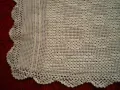 Винтидж бяла ръчно плетена продълговата покривка за маса, снимка 5
