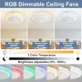 Вентилатор за таван със светлини RGB, 50 см модерен LED с дистанционно, 3 скорости, бял, снимка 3