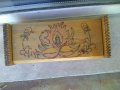 Стара българска дървена пирографирана кутия за бижута тип ракла, снимка 1