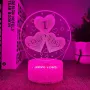 Холограмна 3D LED лампа Сърца i love you-дистанционно управление 16цвята+други режими на управление , снимка 5