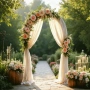 Дървена сватбена арка PlusFive, 2,1 м × 1 м извита горна част, стойка за фон, снимка 9