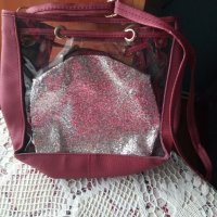 Нова блестяща чанта цвят бордо, снимка 1 - Чанти - 36623116