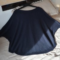 Зимна тъмносиня блуза три четвърта ръкав прилеп, снимка 2 - Блузи с дълъг ръкав и пуловери - 43861061