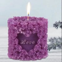 Цилиндър от рози розички LOVE силиконов молд форма свещ декор , снимка 5 - Форми - 40352497