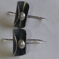 Сребърни обеци с перли, снимка 6 - Обеци - 32808051