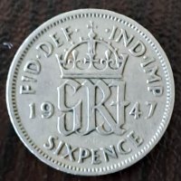 6 пенса 1947, Великобритания, снимка 1 - Нумизматика и бонистика - 44003225