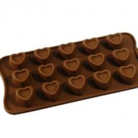 15 Сърца сърца с контур вдлъбнати силиконов молд калъп форма бонбони шоколад желирани украса , снимка 1 - Форми - 39930280