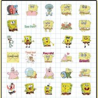 50 малки спондж боб Спонджбоб Квадратни гащи spongebob самозалепващи лепенки стикери  украса декор , снимка 2 - Други - 43887522