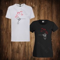 Тениски за двойки - Свети Валентин - мъжка тениска + дамска тениска , снимка 1 - Тениски - 27767694