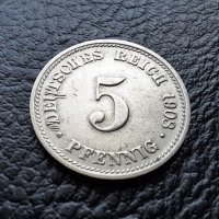 Стара монета 5 пфенига 1908 г. буква  D - Германия- хит цена !, снимка 10 - Нумизматика и бонистика - 39778962