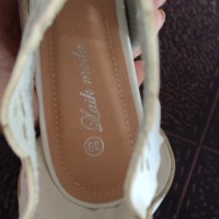  Дамски бели сандали на висок ток , снимка 3 - Сандали - 37370293
