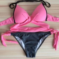 Нов секси дамски бански костюм бикини Сутиен цветен за момичета Комплект с подплънки Плажен нова мо, снимка 16 - Бански костюми - 28038219